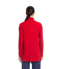 Karen Kane Long Sleeve Ribbed Drape Front Cardigan in red - women's cardigan - alternate view