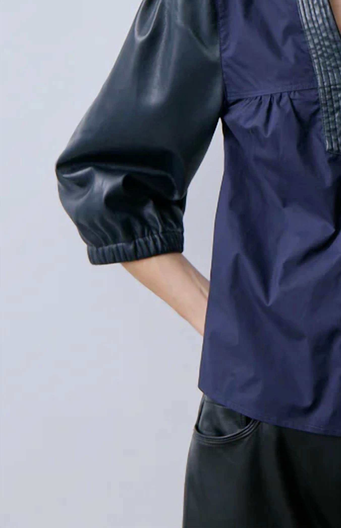MELISSA NEPTON Rocha Blouse in dark navy - women's blouse - detail view