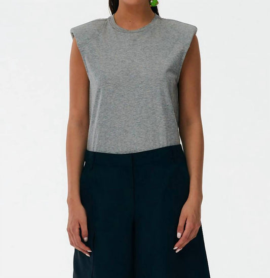 Venti6 - Heather Sleeveless Padded Shoulder Knit Top