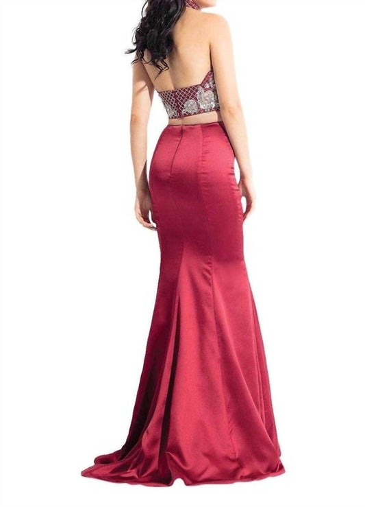 Rachel Allan - Two Piece Long Halter Prom Dress