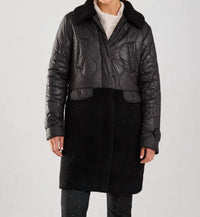 Fdj - long mixed media PU Coat