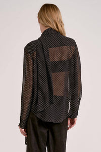 ELAN Spot On Long Sleeve Blouse in black - women's blouse - detail view