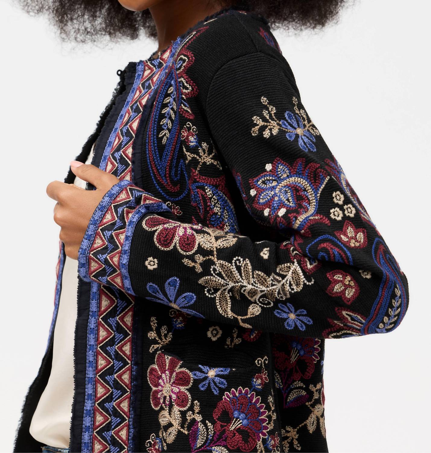 Johnny Was MONTANNA KATIUSKA SHORT FRINGE JACKET in black - women's jacket - alternate view