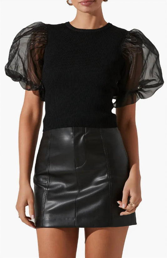 Astr - Avery Organza Puff Sleeve Top