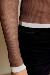 dh NEW YORK Harper Ribbed Sweater in mocha - women's sweater - alternate view