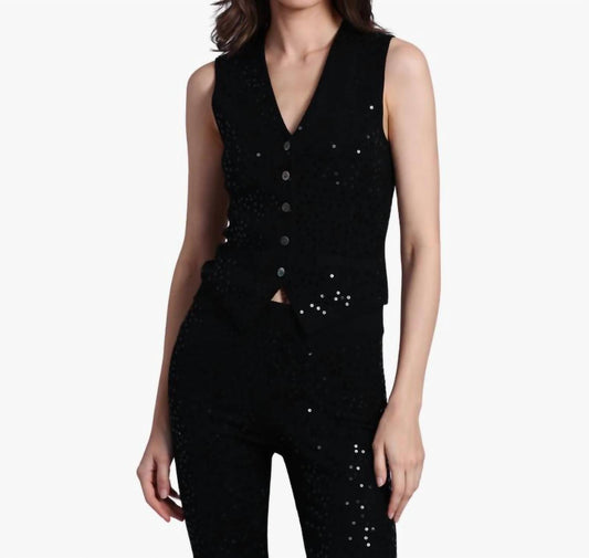 Minnie Rose - Viscose Sequin Sleeveless Vest