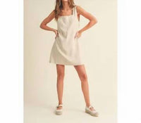 Miou Muse - Linen Square Neck Mini Dress