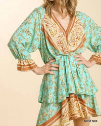Umgee - Floral Border Print Layered Dress