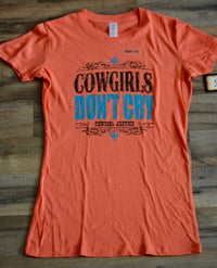 Cowgirl Justice Women's Cowgirls Don't Cry Tee in papaya - women's t-shirt