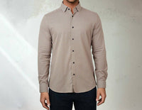 Stone Rose - Printed Micro Weave Long Sleeve Shirt