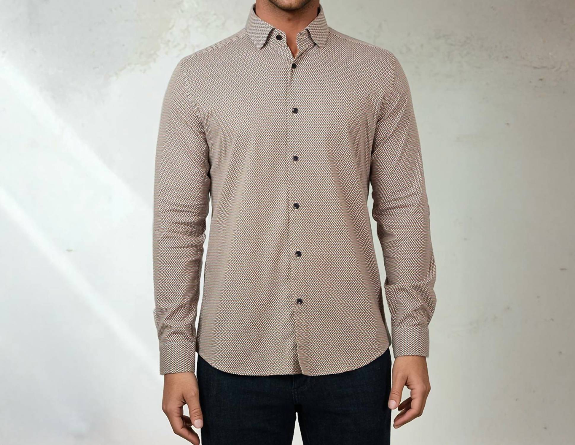 Stone Rose - Printed Micro Weave Long Sleeve Shirt