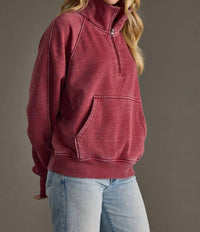Panache - Cropped Quarter Zip Sweatshirt