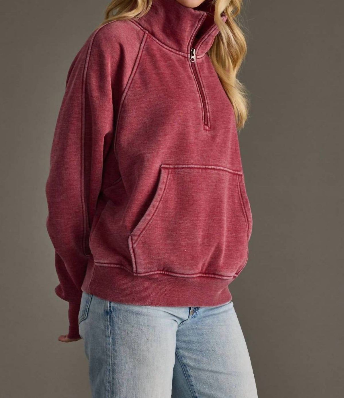 Panache - Cropped Quarter Zip Sweatshirt