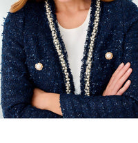 Lilly Pulitzer Neoma Jacket in low tide navy after party lurex boucle - women's jacket - view 4