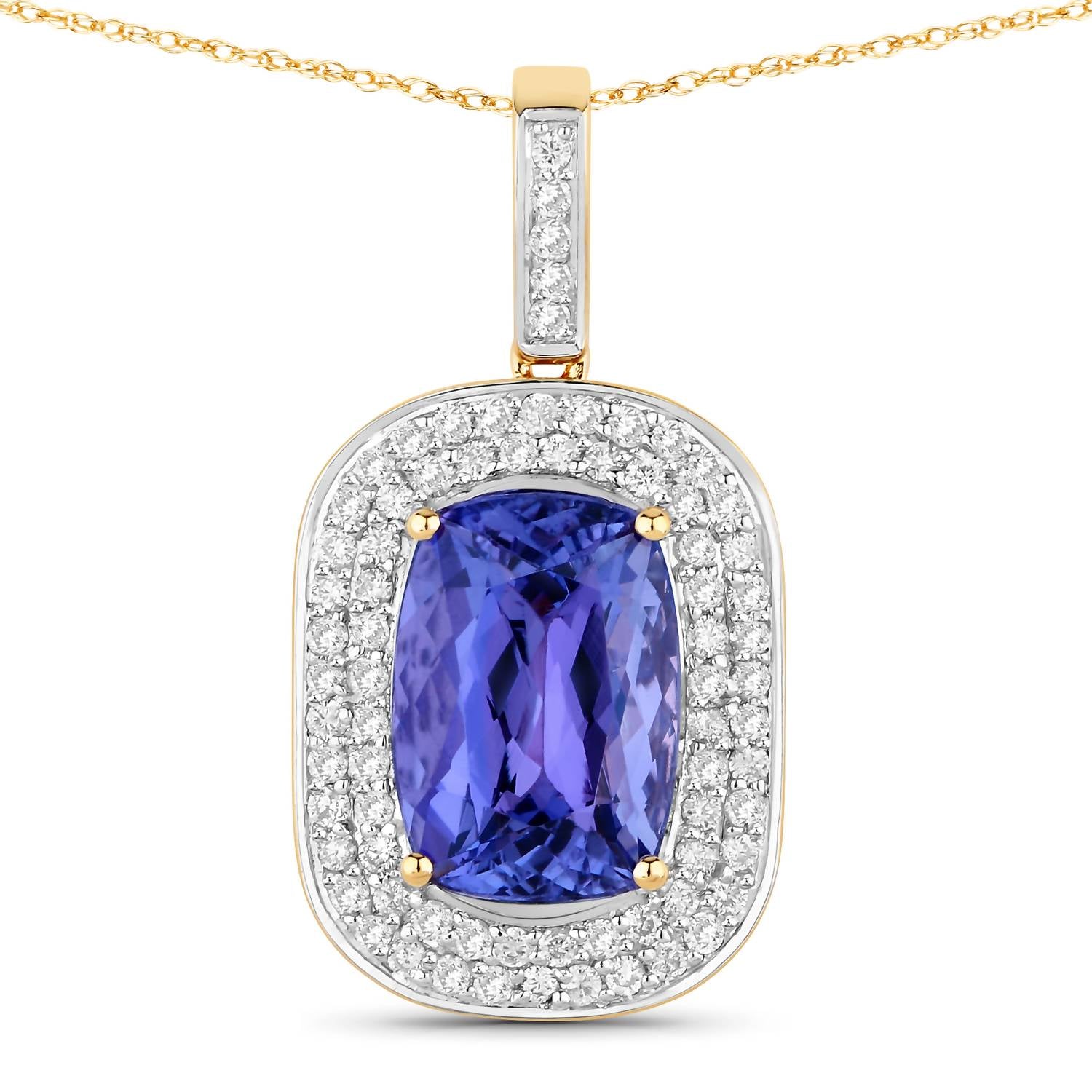 Diana M Jewels - Women's Cushion Natural Tanzanite Pendant Necklace (3.59 Ct) - Signature Plus