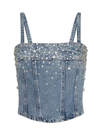 L'Agence - Arlin Embellished Denim Tank Top