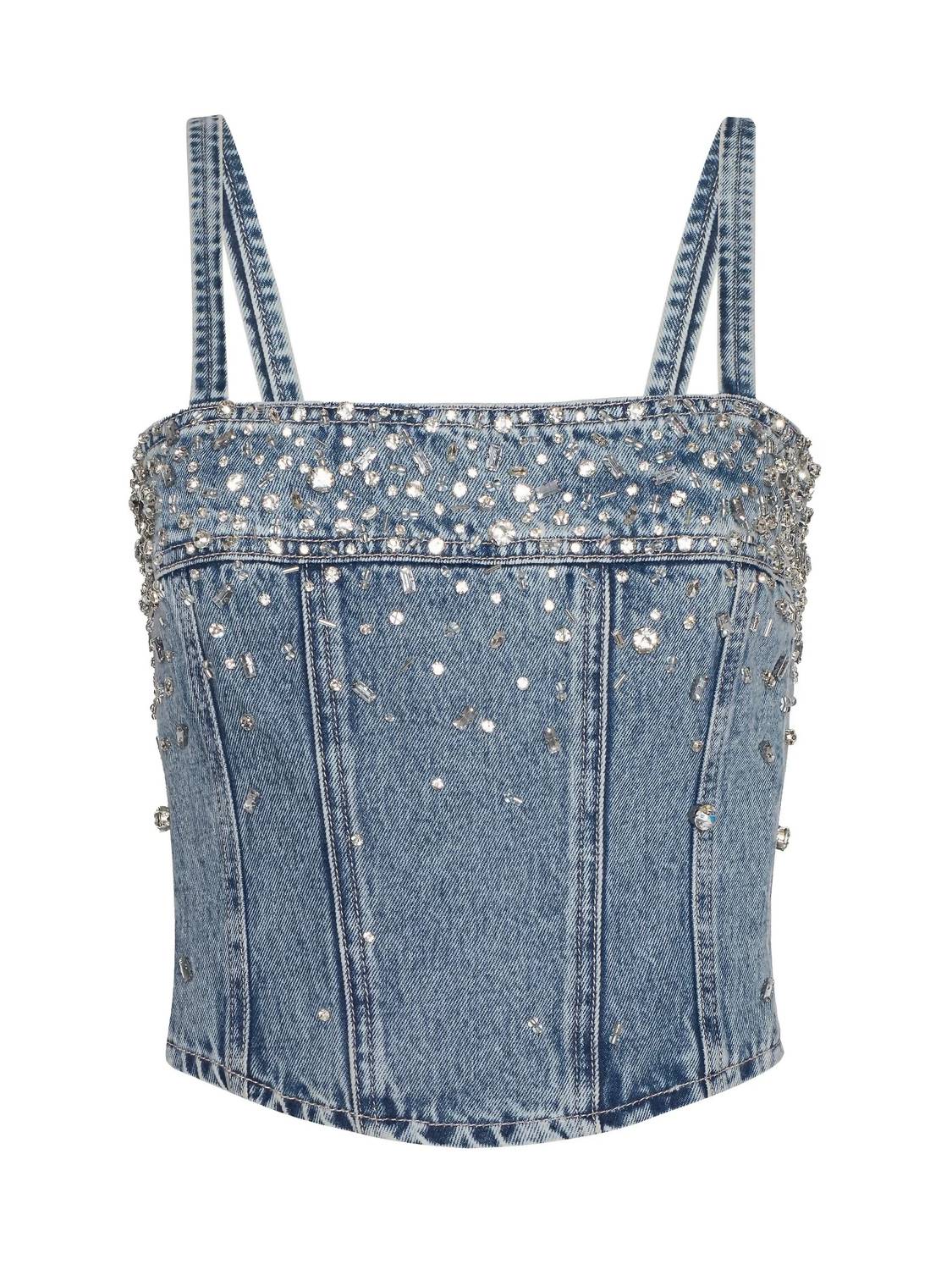 L'Agence - Arlin Embellished Denim Tank Top