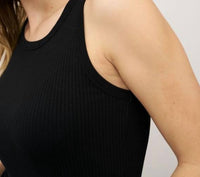 0039 Italy Ella Ribbed Jersey Top in black - women's tank top - alternate view
