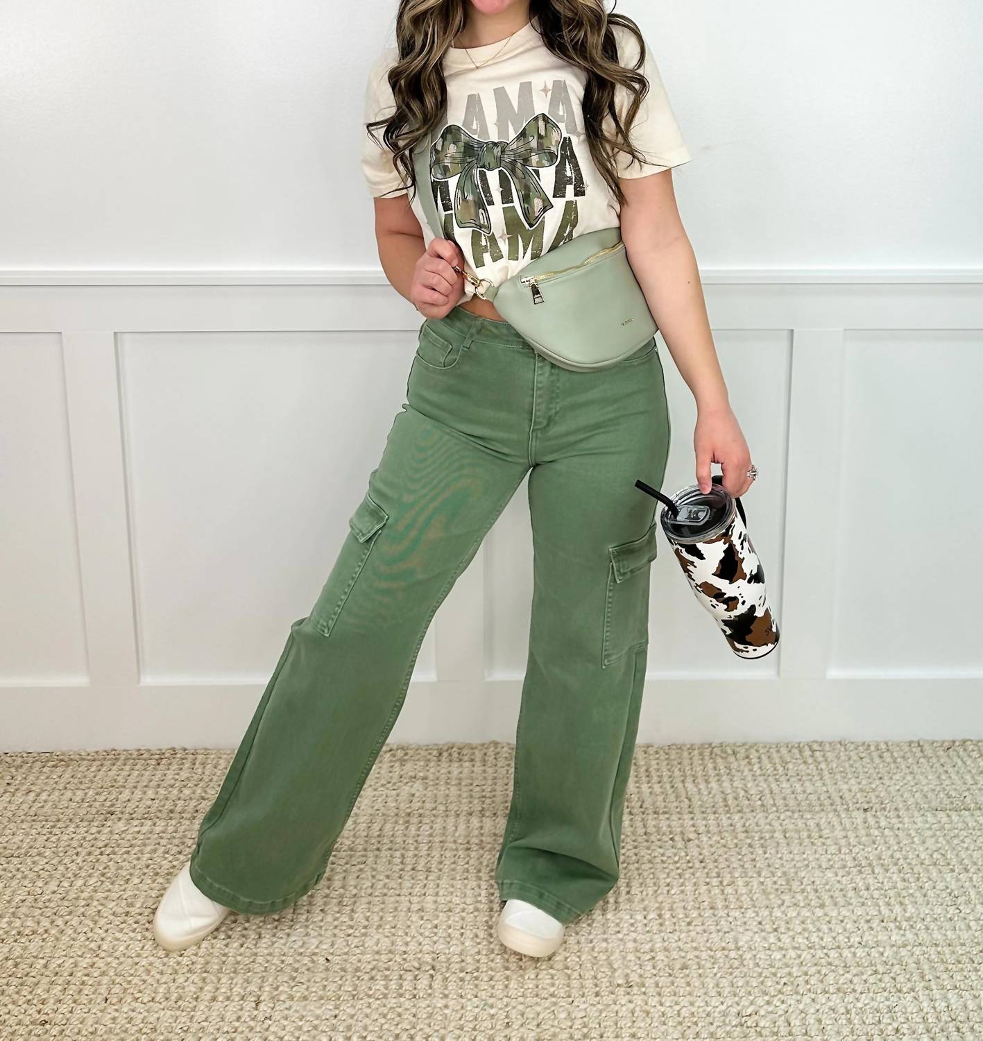 Risen - Beverly High-rise Wide Leg Cargo Jeans