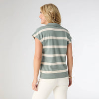 Coco + Carmen - Women's Lightweight Heavenly Luxe V Neck Stripe Top