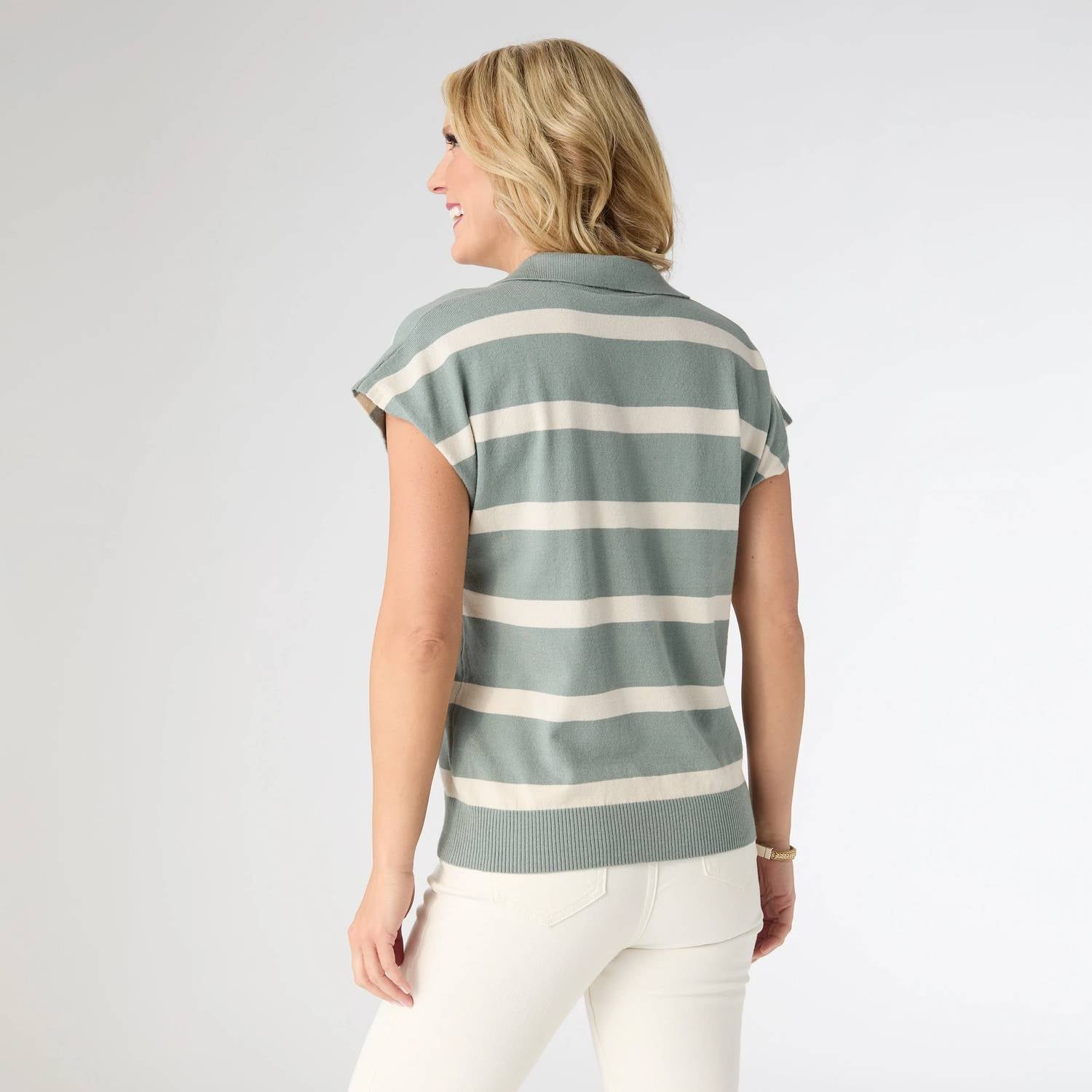 Coco + Carmen - Women's Lightweight Heavenly Luxe V Neck Stripe Top
