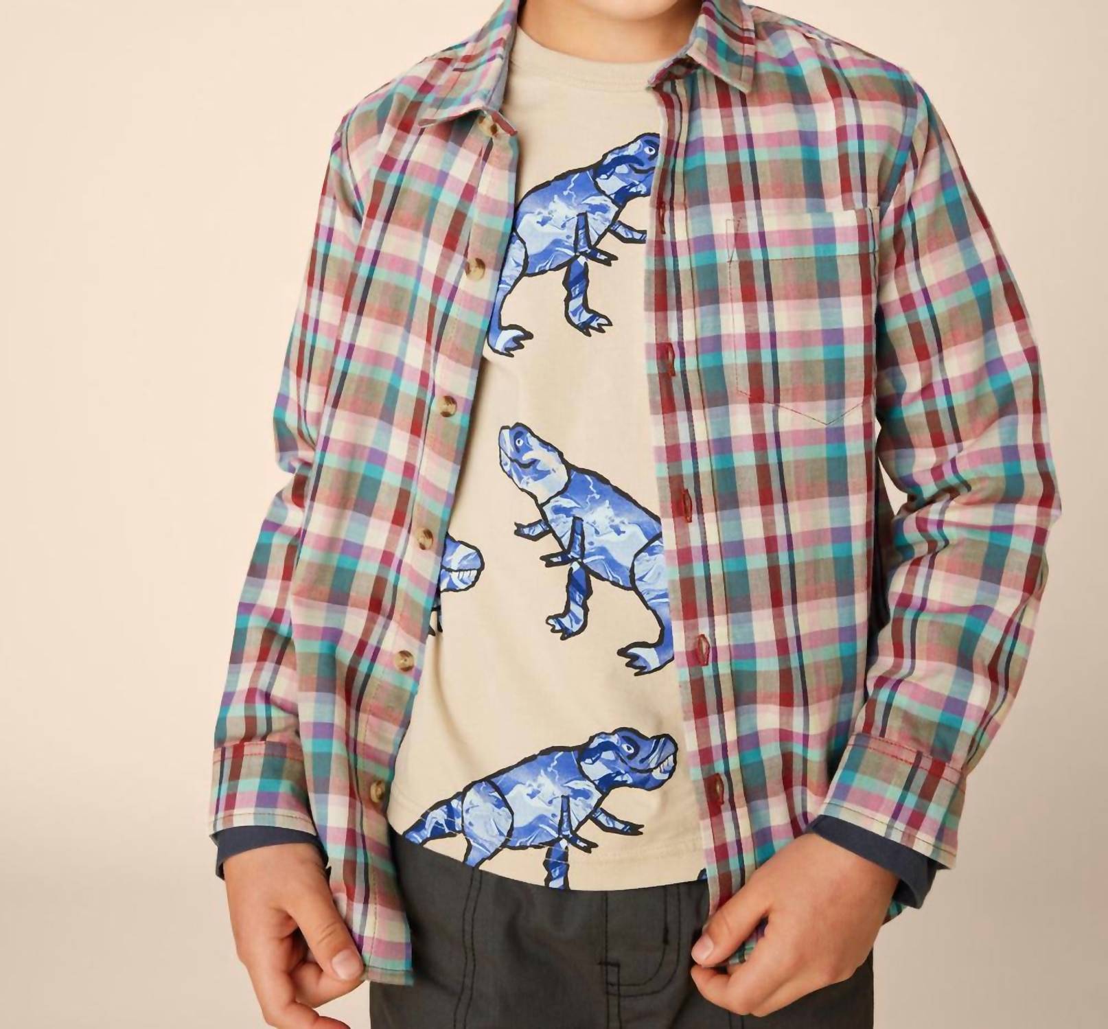 Tea Collection - Double Weave Plaid Button Up Shirt