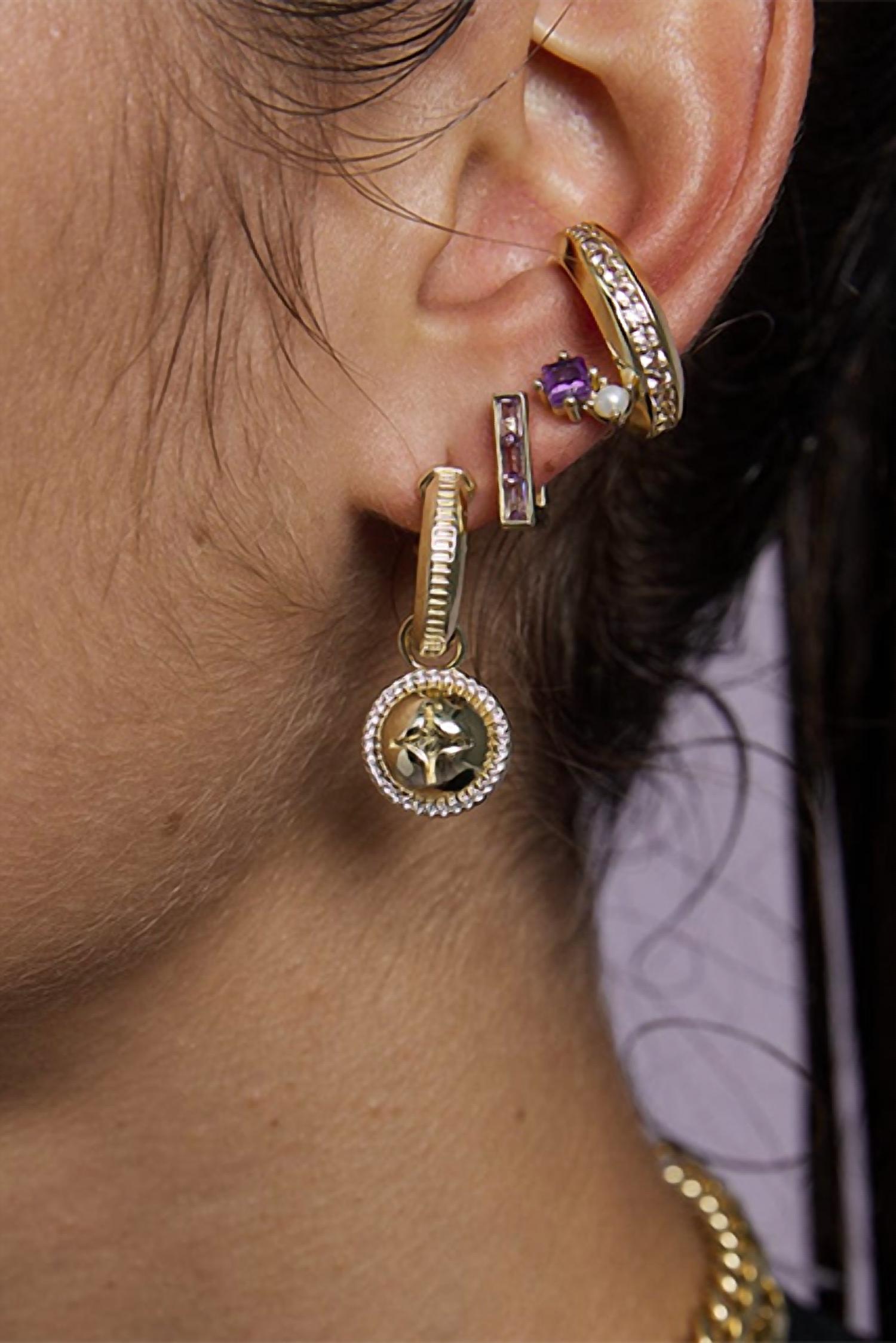HARDWARE CHARM HOOP EARRINGS