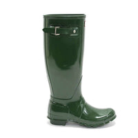 HUNTER Women's Original Tall Gloss Rain Boots in hunter green - women's shoe - alternate view