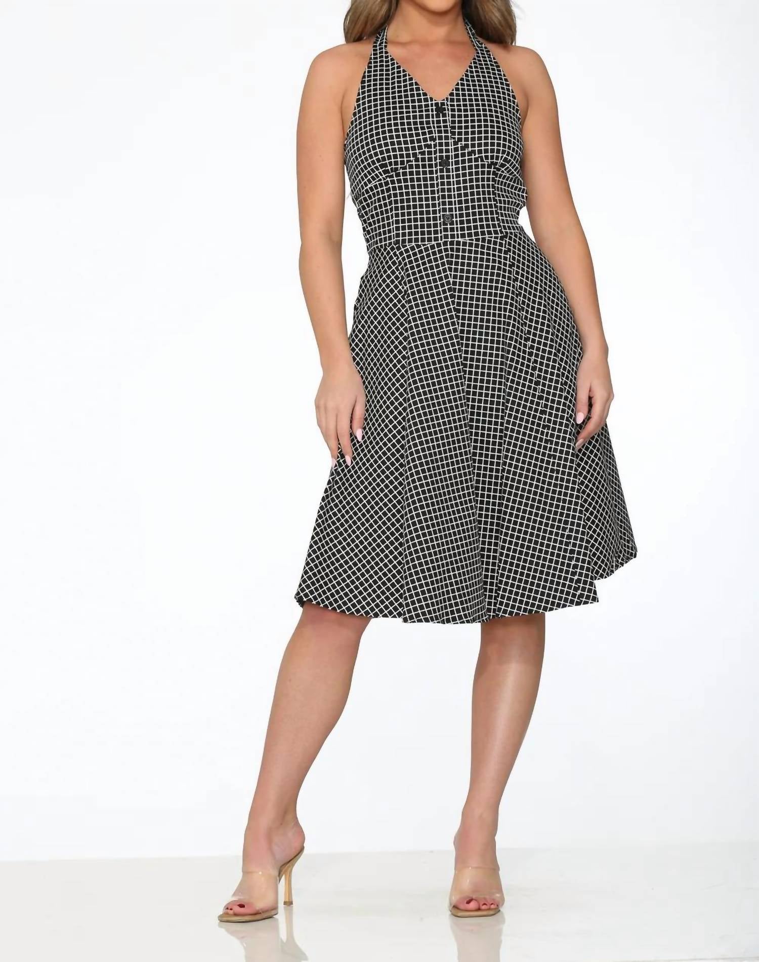 Orchid Bloom - Checkmate Halter Dress