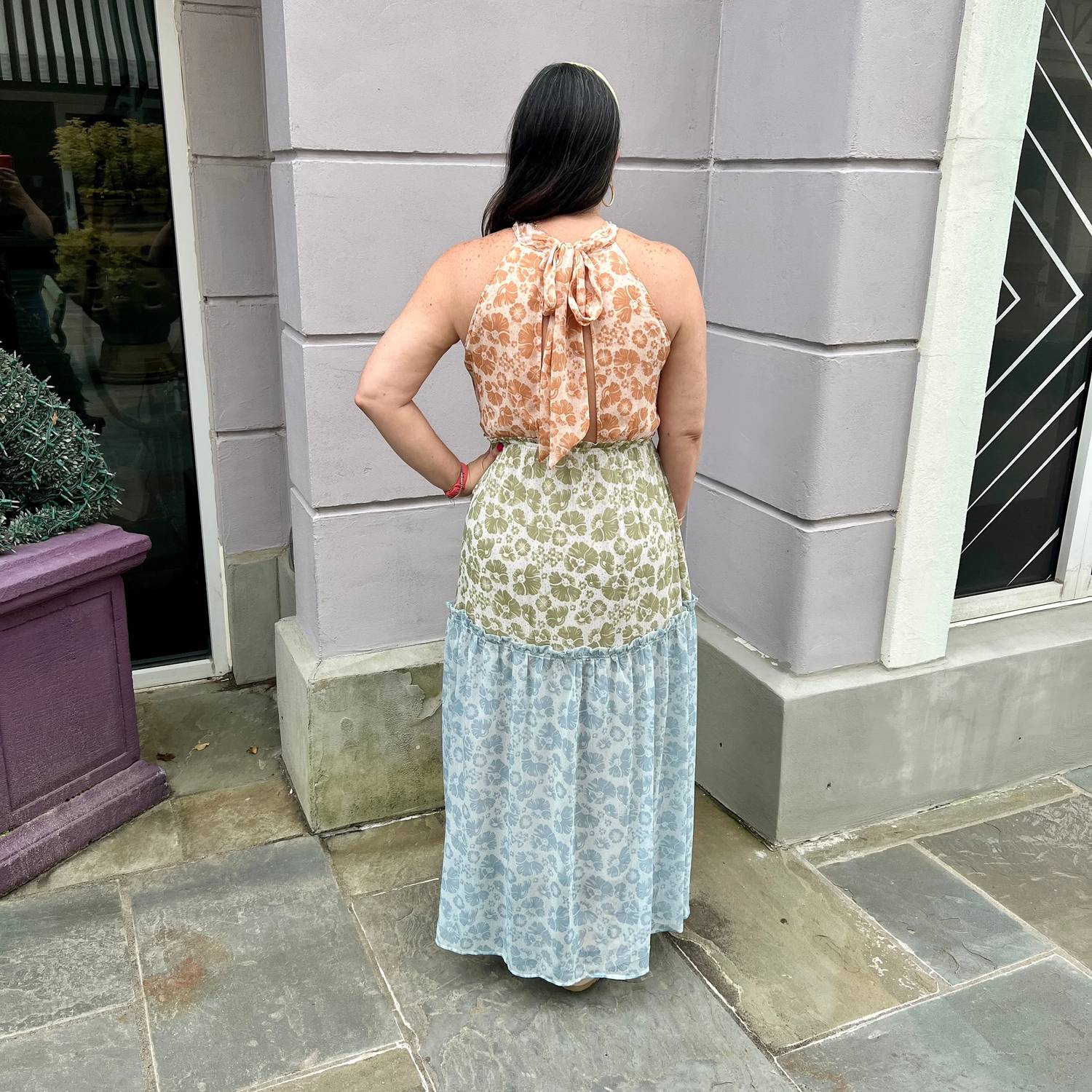 Kori - Soft Printed Halter Maxi Dress