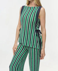 JONATHAN SIMKHAI Melville Knit Top in kelly green stripe - women's tank top - detail view
