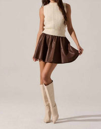 Astr - Chelsey Flared Faux Leather Mini Skirt