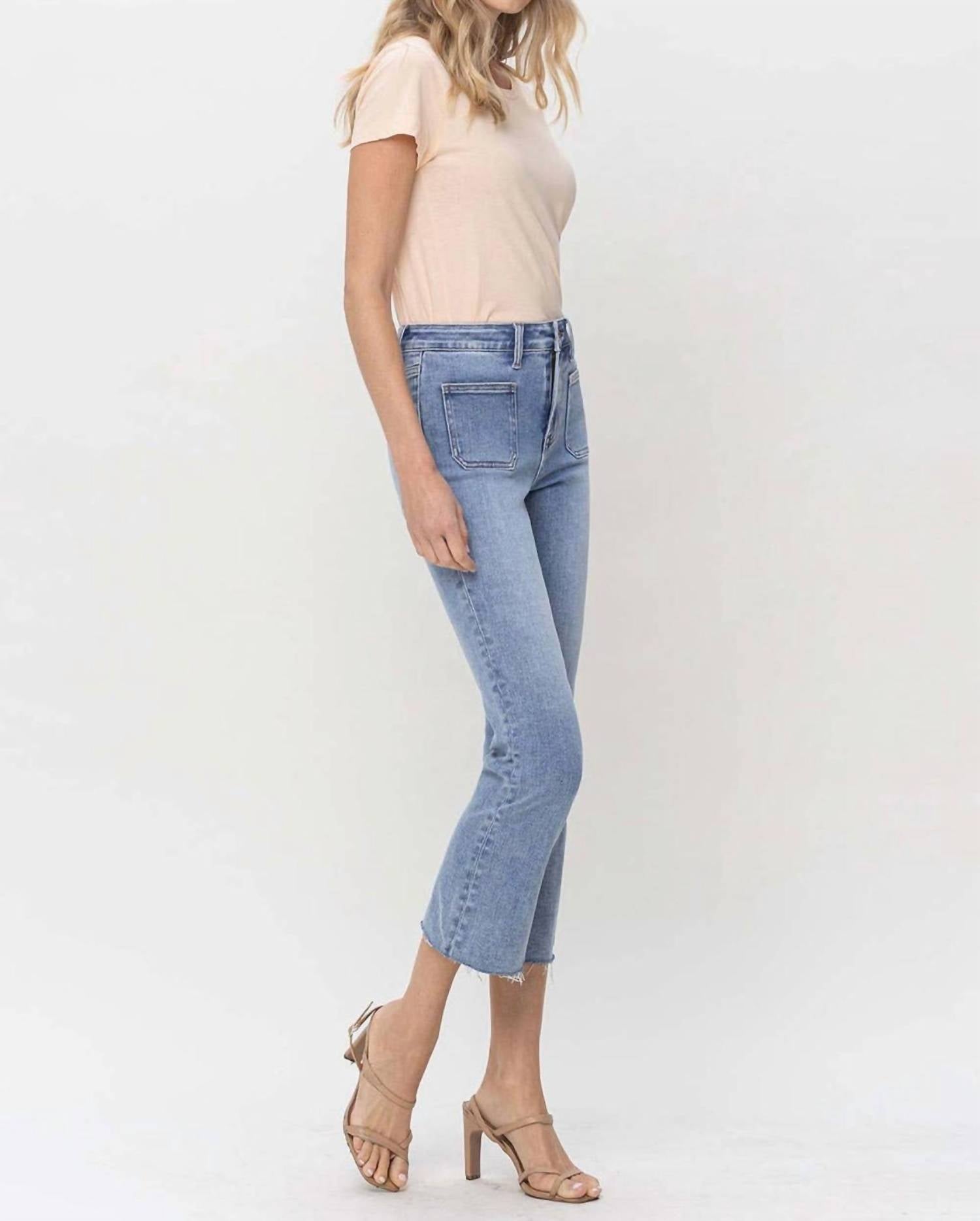 Vervet By Flying Monkey - Julia Kick Flare Front Pocket Denim Jeans