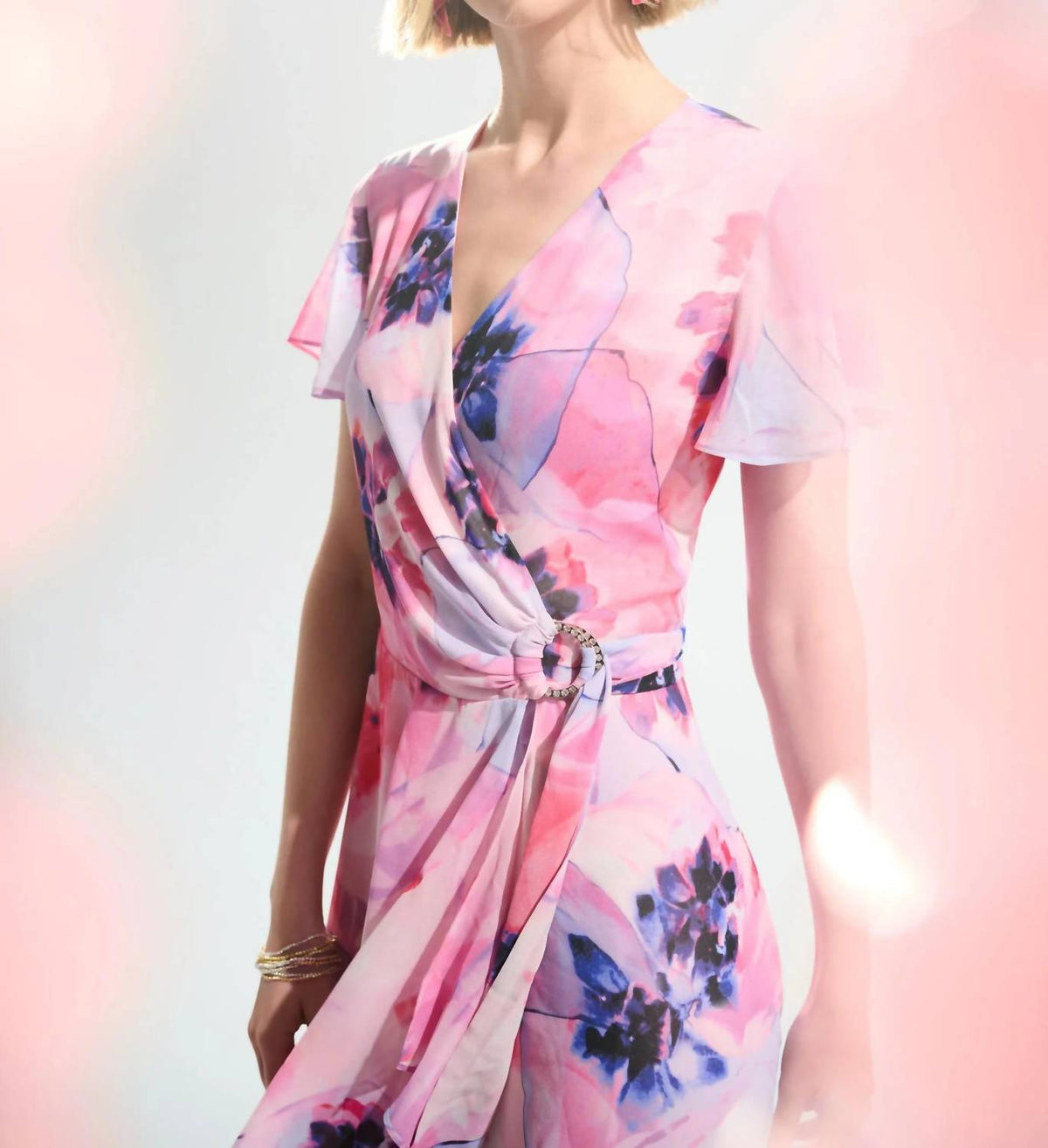 Joseph Ribkoff - Printed Chiffon High Low Wrap Dress