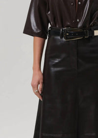 Citizens of Humanity Cassia Leather A-line Skirt in chocolate dark brown - women's skirt - view 5