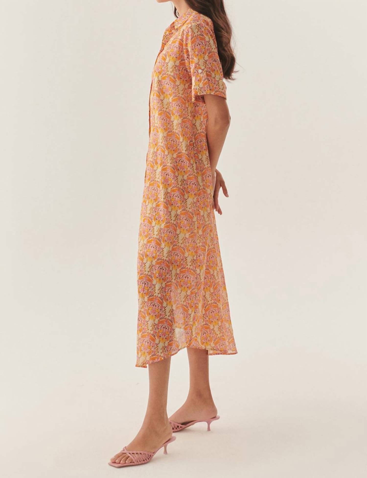 Exquise - Kailani Midi Floral Patterned Shirt Dress
