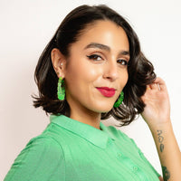 Gold & Honey - Women's Lucite Bamboo Hoop Earrings