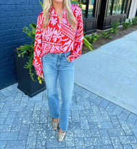 Joy Joy - Flame Button Blouse