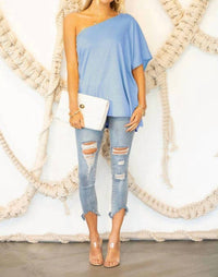 Ninexis - One Shoulder Draped Top