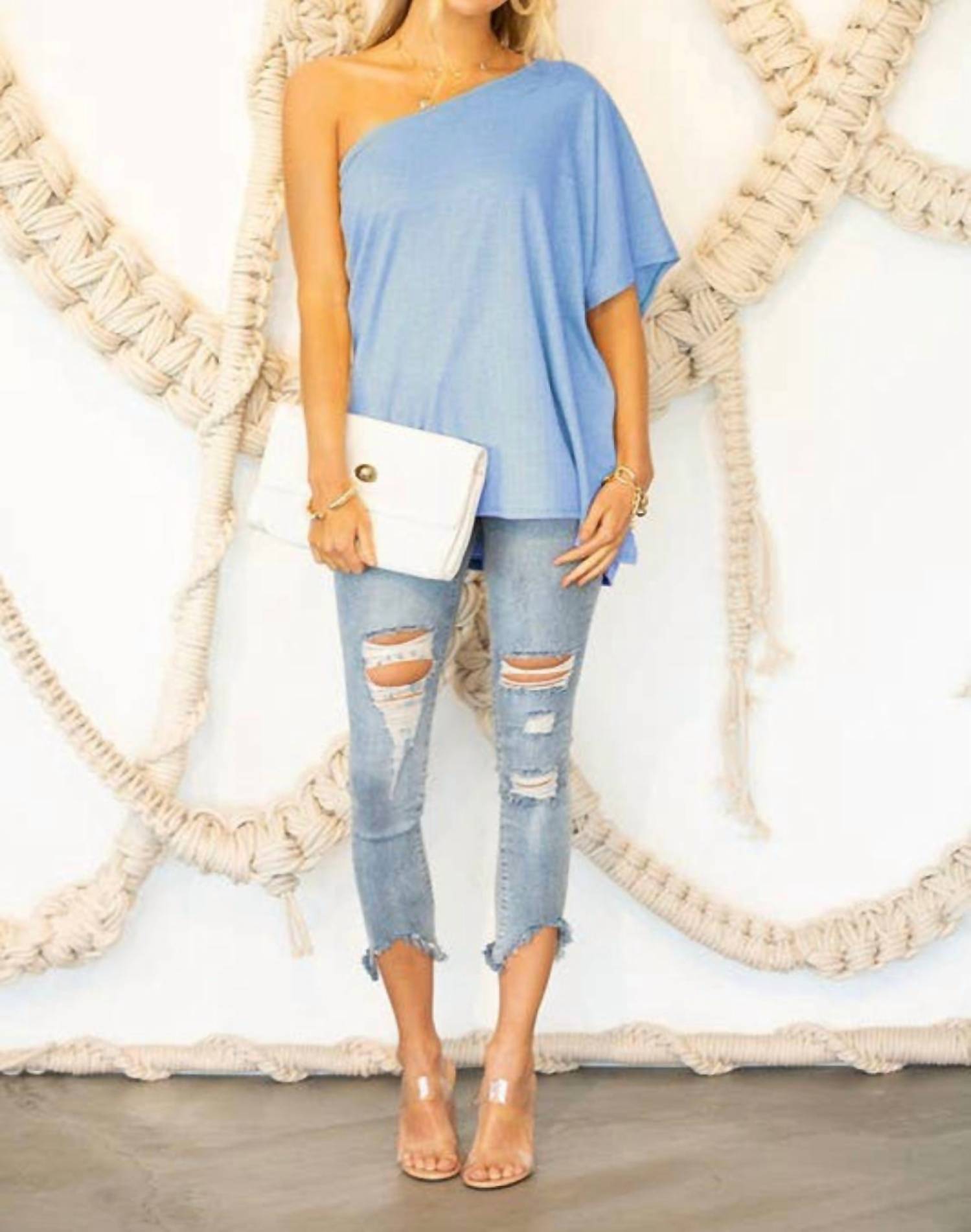 Ninexis - One Shoulder Draped Top