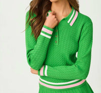 Lilly Pulitzer Suzette Sweater Polo in putting green x resort white - women's sweater