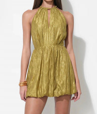 adelyn rae Shelley Bubble Satin Mini Dress in gold - women's dress - alternate view