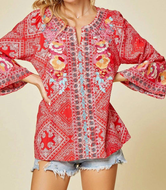 Andree By Unit - Bandana Embroidered Top