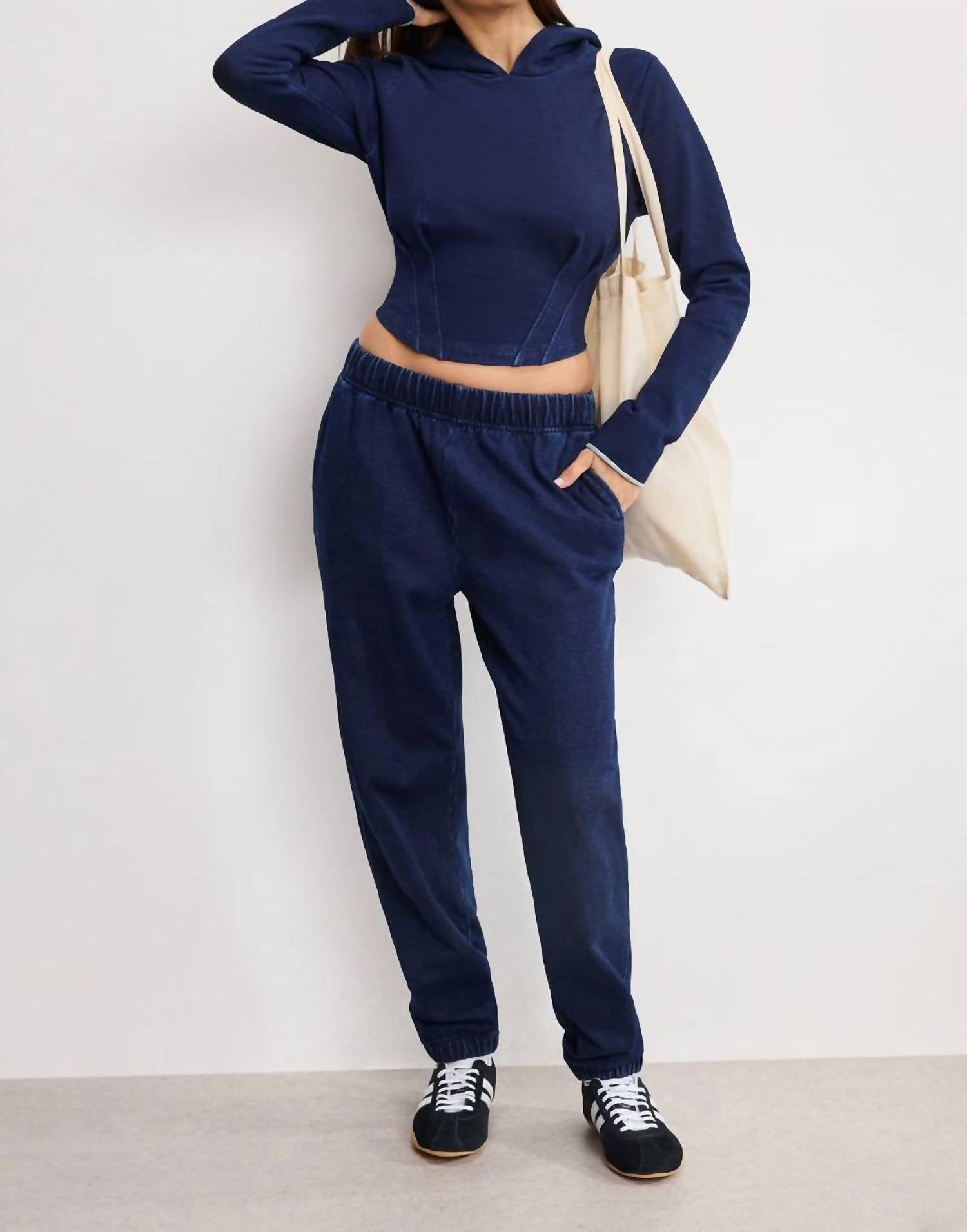 GOOD AMERICAN Jeanius Boyfriend Sweatpants in indigo1029 - women's pants - view 4