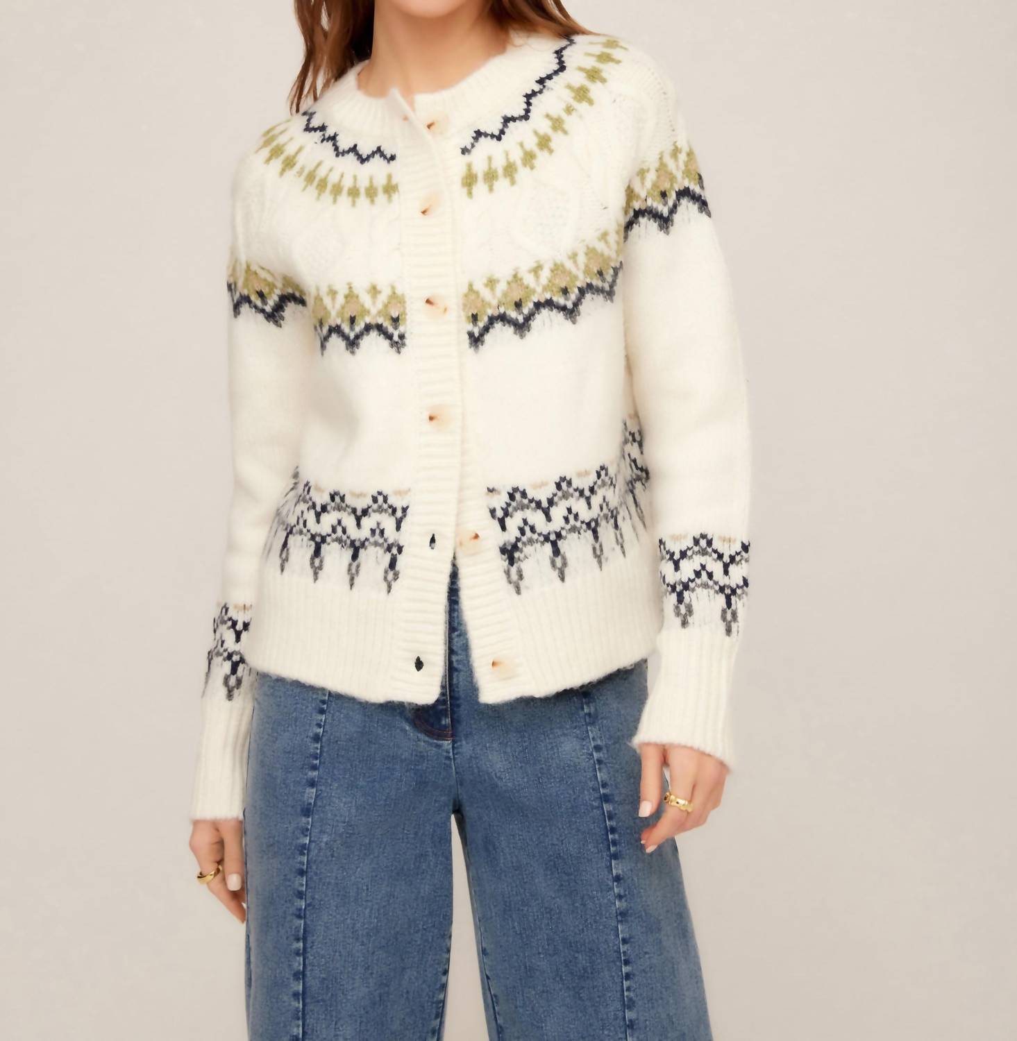 Fifteen Twenty - Astrid Fair Isle Cardigan Sweater