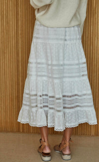 By Together - Eyelet Lace Tiered Maxi Skirt