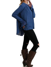 Umgee - Women's Ruffled Sleeve Keyhole Top
