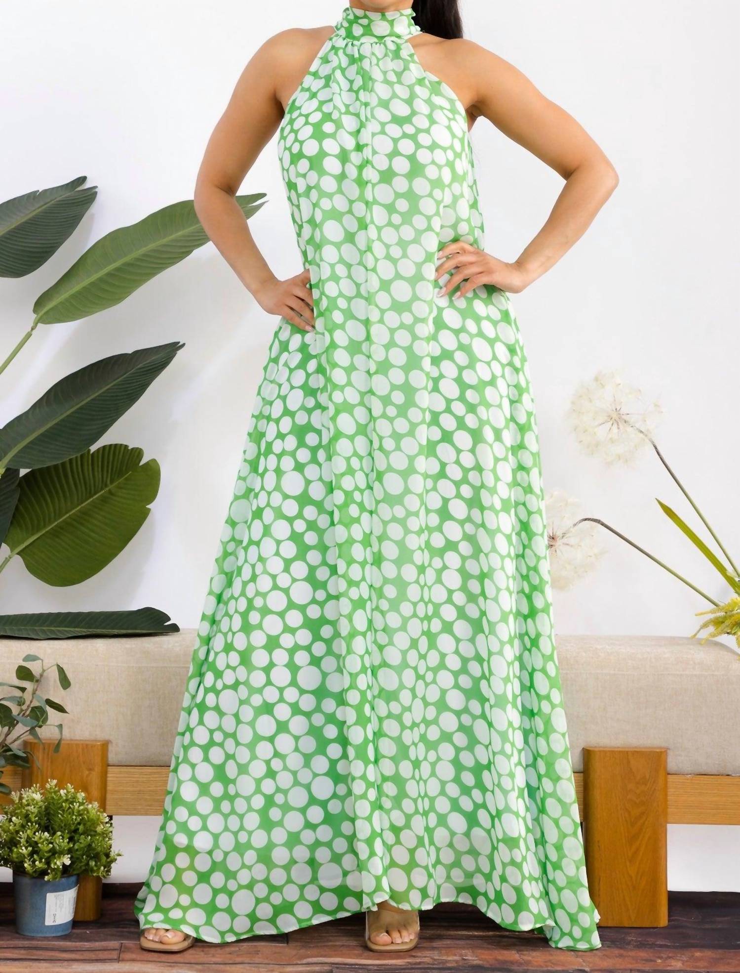 Karen Kane Halterneck Polka Dots Jumpsuit in green - women's pants