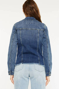 KanCan Fray Hem Denim Jacket in dark wash - women's jacket - view 4