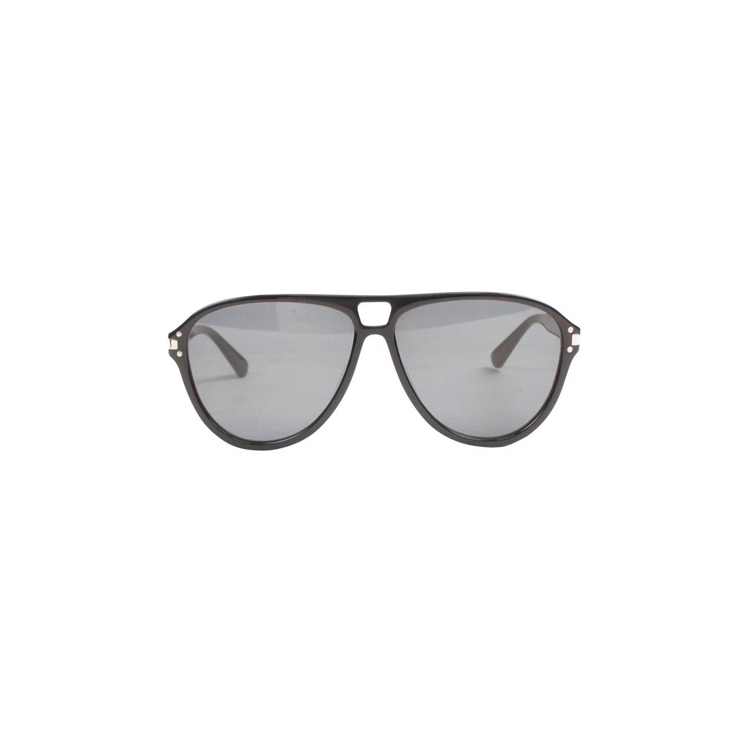 Amiri Unisex Aviator Logo Sunglasses in black silver - women's accessory